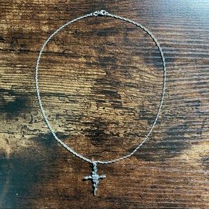 James Avery Rope Chain & Rose Bud Pendant Set